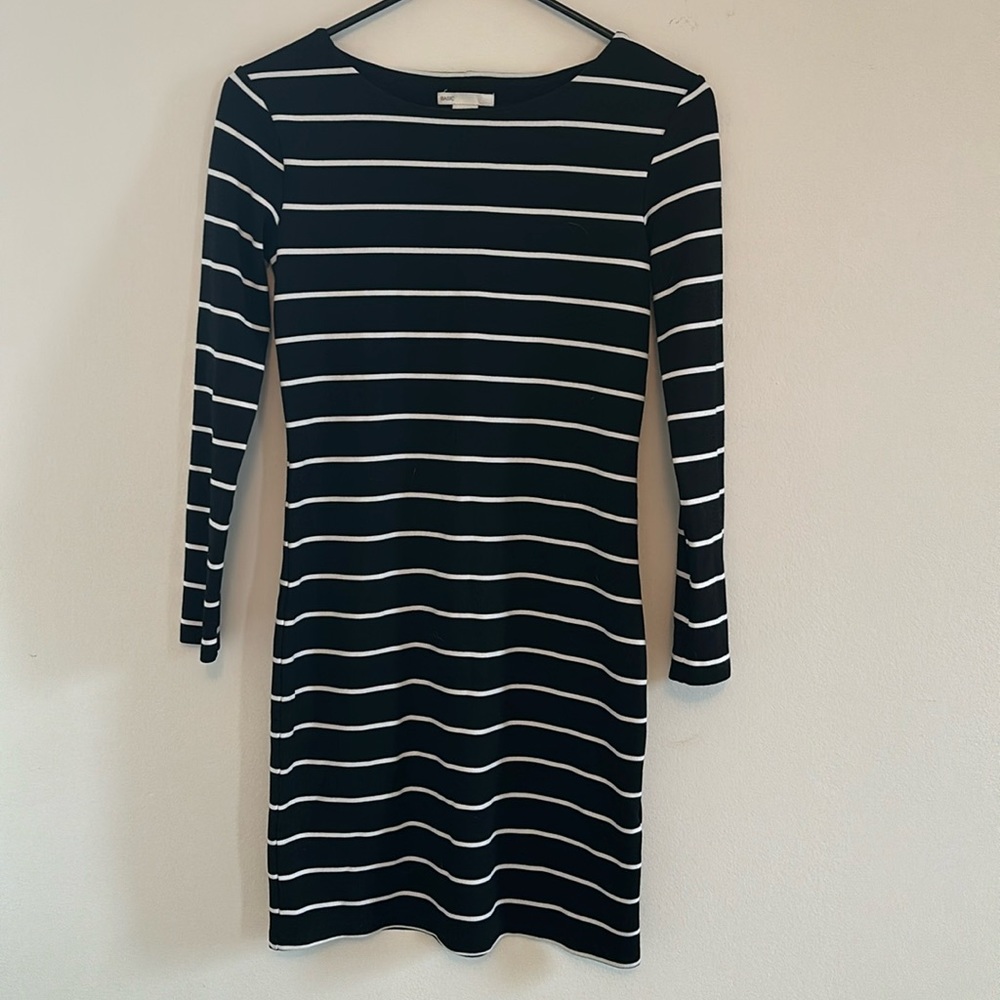 H&M Black and White Striped Dress XS